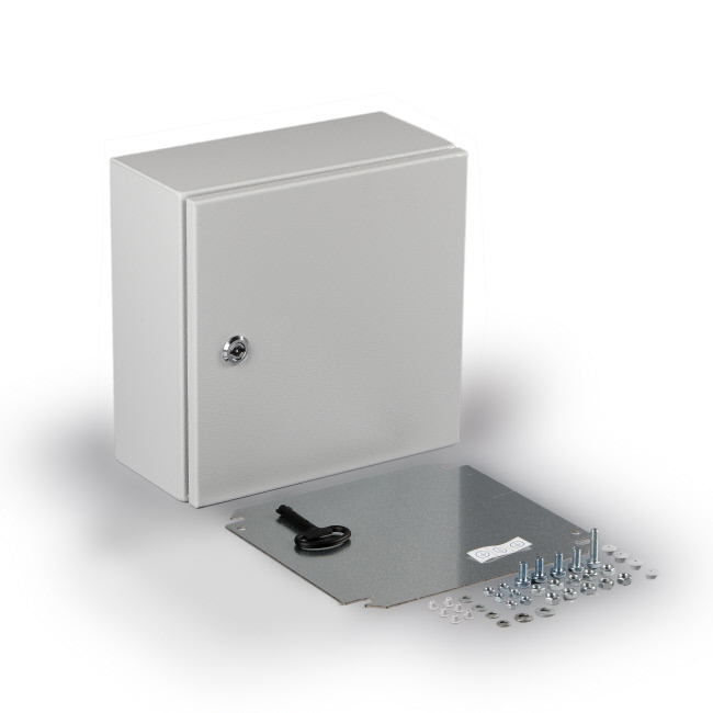 Cubo E -kotelo 300x300x150mm, sileät sivut, teräs, polyesterimaalattu