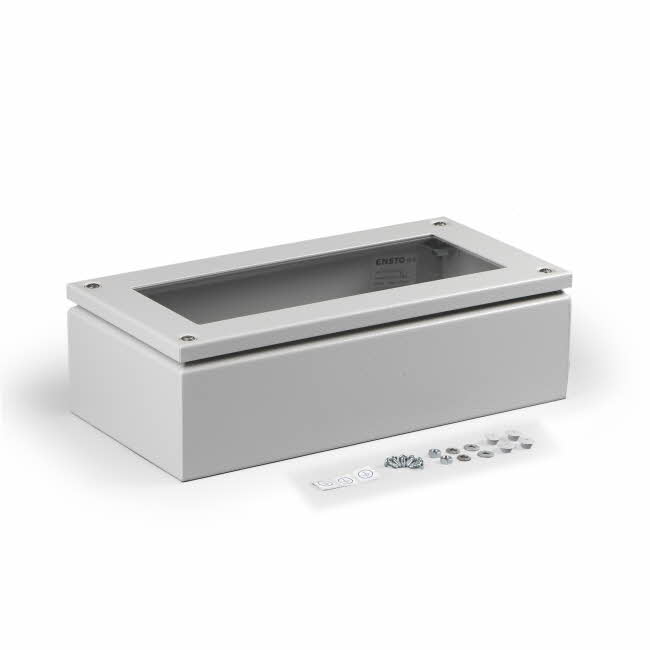 Cubo F terminal enclosure 400x200x120mm, plain sides and polycarbonate (PC) window, steel, polyester painted