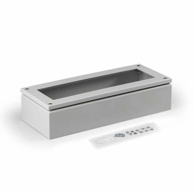 Cubo F terminal enclosure 500x200x120mm, plain sides and polycarbonate (PC) window, steel, polyester painted