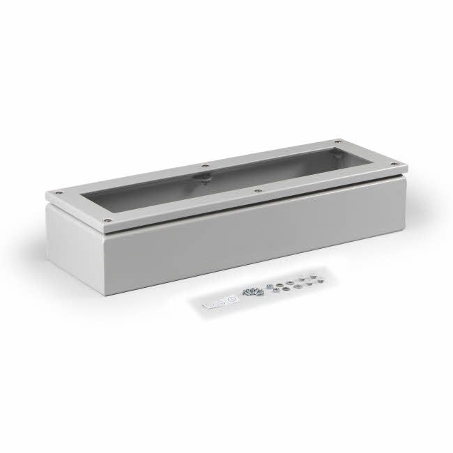 Cubo F terminal enclosure 600x200x120mm, plain sides and polycarbonate (PC) window, steel, polyester painted