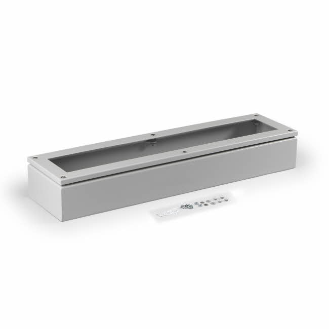 Cubo F terminal enclosure 800x200x120mm, plain sides and polycarbonate (PC) window, steel, polyester painted
