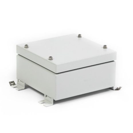 Cubo U enclosure for damp environments 150x150x90mm, plain sides, steel, polyester painted, RAL7035