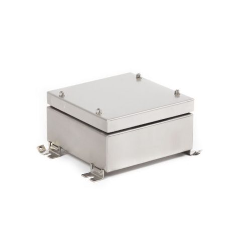 Cubo U enclosure for damp environments 150x150x90mm, plain sides, stainless steel, AISI 304